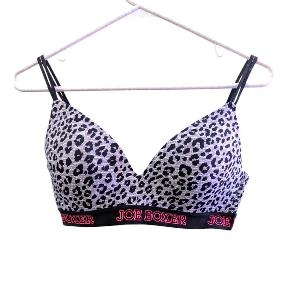 Joe Boxer Gentle Lift Women's Leopard Print Bra 36C - Black and Gray